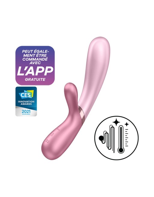 Vibromasseur rabbit rose chauffant USB connecté Hot Lover Satisfyer - CC597747