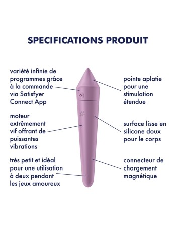 Vibromasseur connecté lilas USB Ultra Power Bullet 8 Satisfyer - CC597745