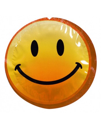 Préservatif lubrifié en latex smiley x 1 couleur aléatoire 54mm - 100EXSS