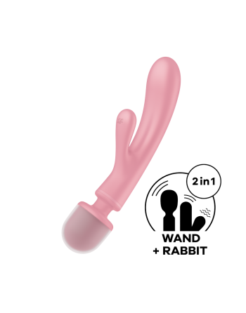 2 en 1 Vibromasseur rabbit et wand rose USB Triple Lover Satisfyer - CC597843