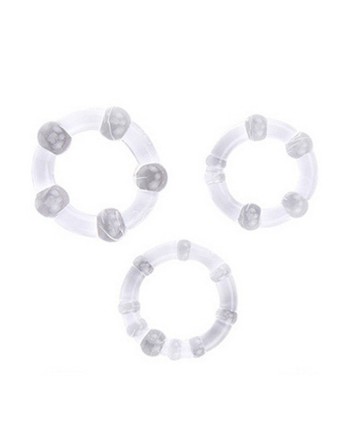 Pack 3 cockring transparents avec billes - CR-COR005CLE