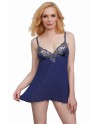 Nuisette plissée bleue avec broderies - DG11465MID