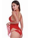 Nuisette rouge avec ornements et culotte assortie - DG11543RUB